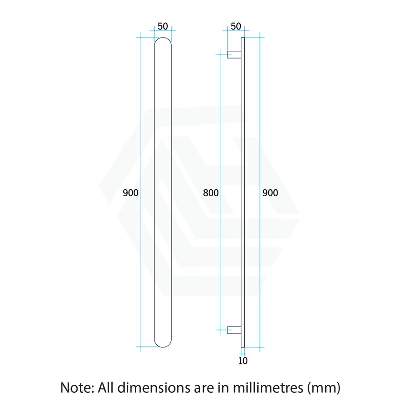 Thermogroup 900Mm Flat Pill Vertical Single Heated Towel Rail Rails