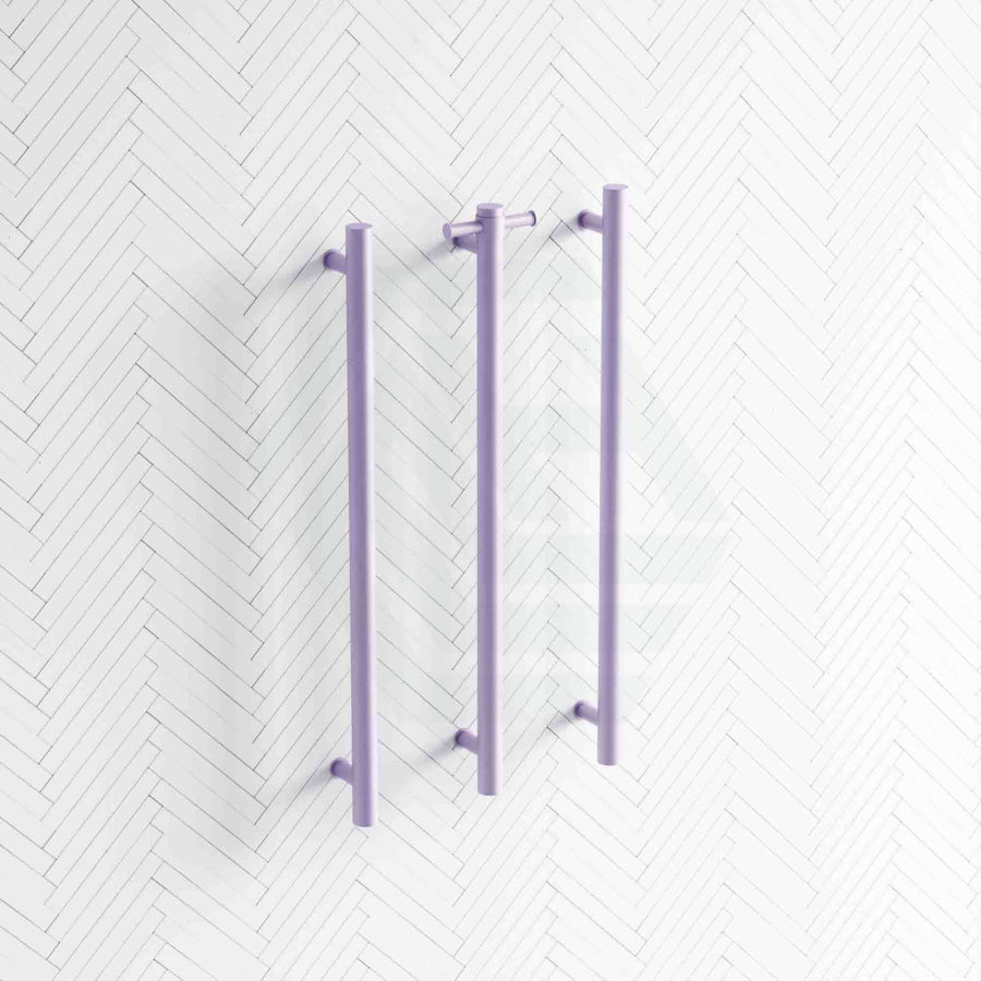 Thermogroup 12V 900Mm Lilac Satin Straight Round Vertical 3 Single Heated Towel Rails