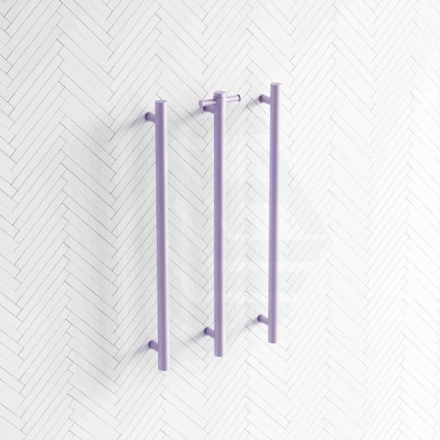 Thermogroup 12V 900Mm Lilac Satin Straight Round Vertical 3 Single Heated Towel Rails