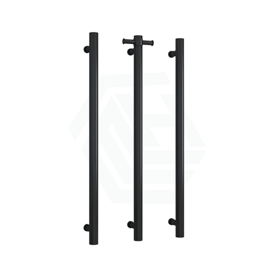 Thermogroup 900Mm Matt Black Round 3 Vertical Single Heated Towel Rails