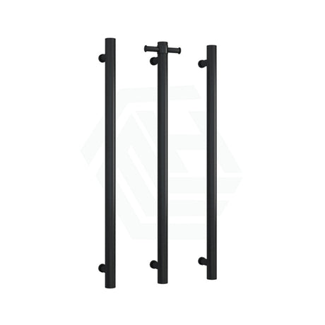 Thermogroup 900Mm Matt Black Round 3 Vertical Single Heated Towel Rails