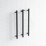 Thermogroup 12V 900Mm Matt Black Round Vertical 3 Single Heated Towel Rails