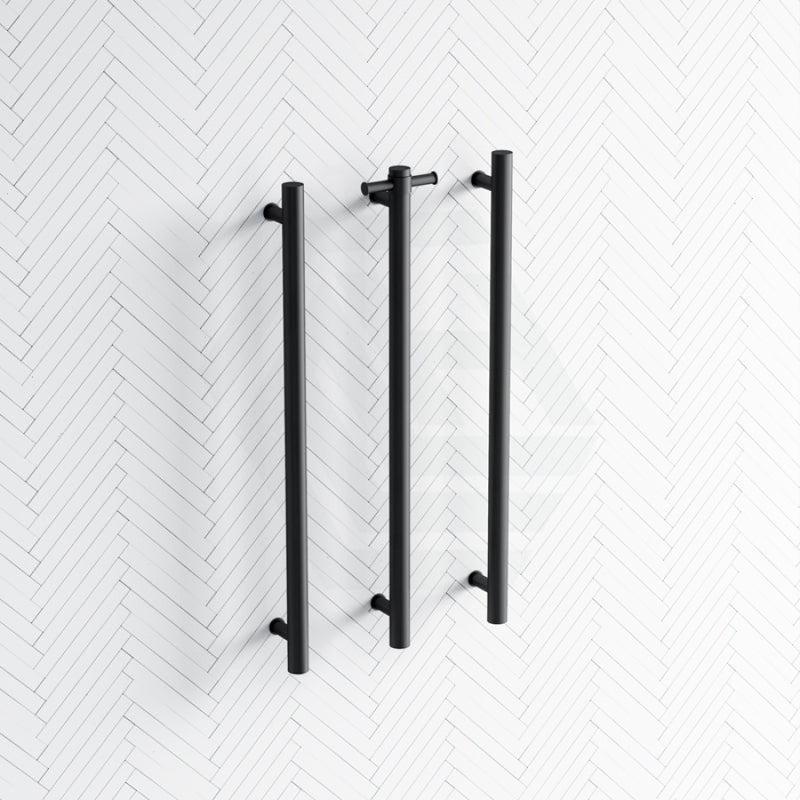 Thermogroup 12V 900Mm Matt Black Round Vertical 3 Single Heated Towel Rails