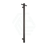 Thermogroup 900Mm Matt Black Round Vertical Single Heated Towel Rail Rails