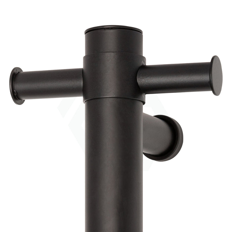 Thermogroup 900Mm Matt Black Round Vertical Single Heated Towel Rail Rails