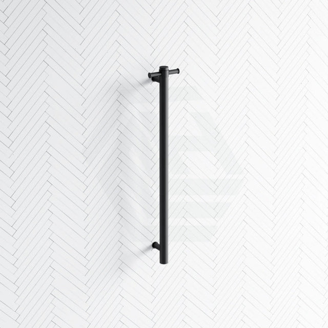 Thermogroup 12V 900Mm Matt Black Round Vertical Single Heated Towel Rail Rails