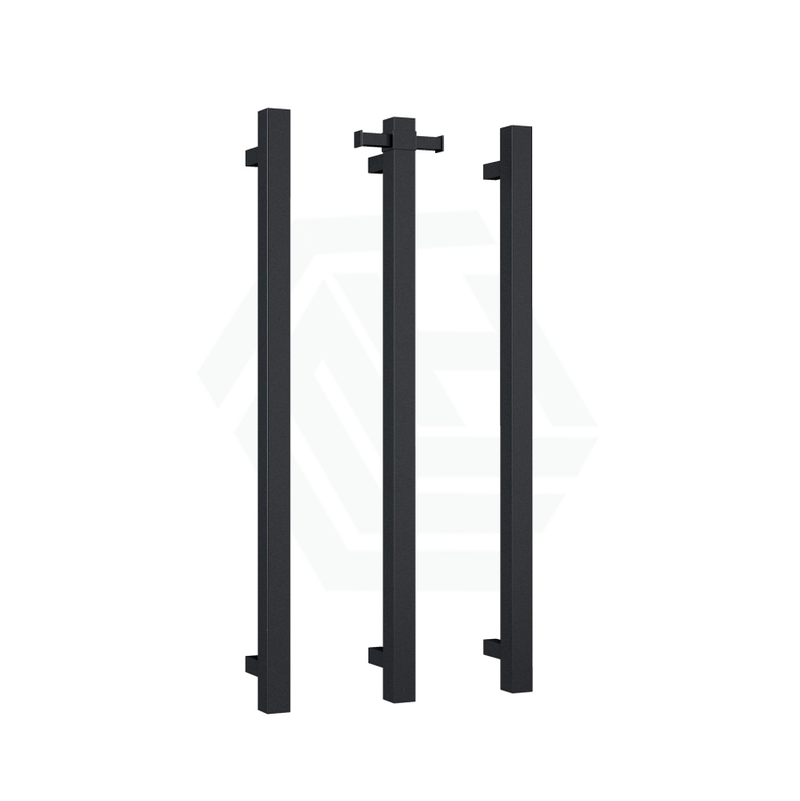 Thermogroup 900Mm Matt Black Square 3 Vertical Single Heated Towel Rails