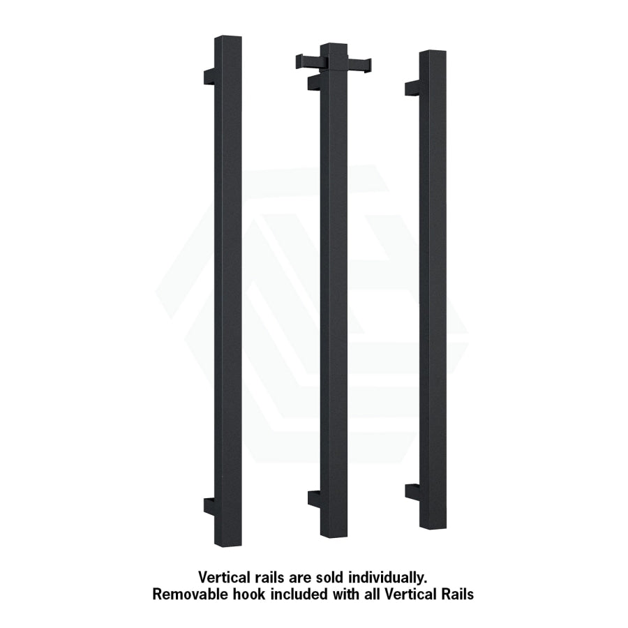 Thermogroup 900Mm Matt Black Square 3 Vertical Single Heated Towel Rails