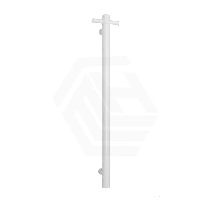 Thermogroup 900Mm Satin White Straight Round Vertical Single Heated Towel Rail Rails