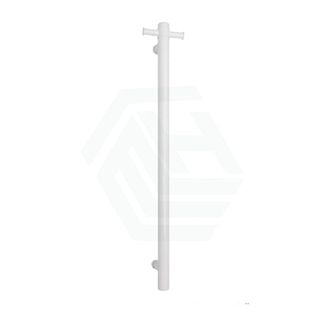 Thermogroup 900Mm Satin White Straight Round Vertical Single Heated Towel Rail Rails