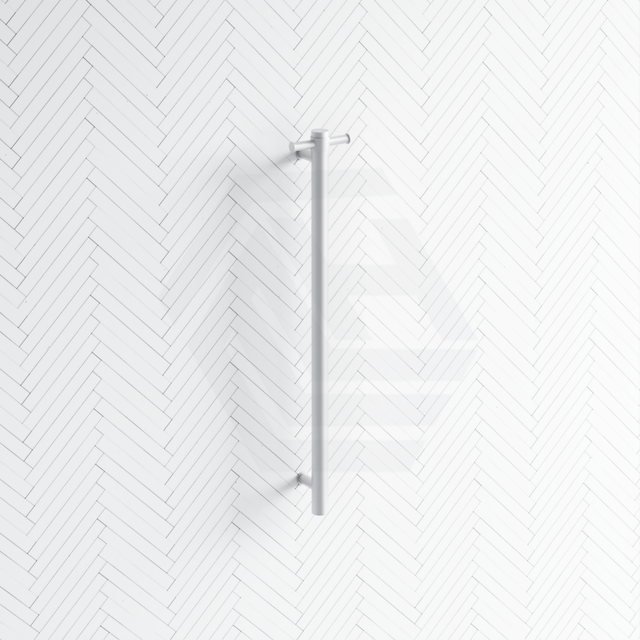 Thermogroup 12V 900Mm Satin White Straight Round Vertical Single Heated Towel Rail Rails