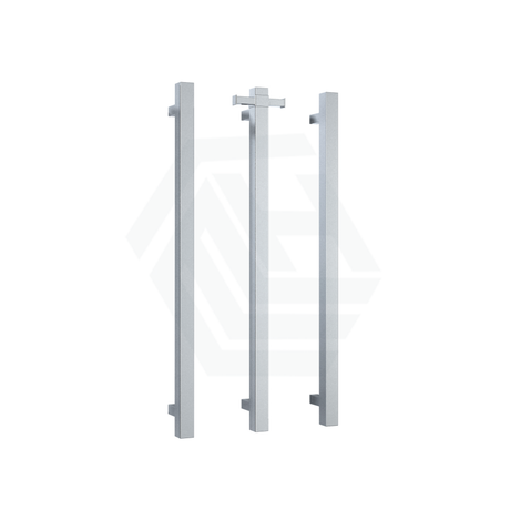 Thermogroup 900Mm Square 3 Vertical Single Heated Towel Rails Polished Stainless Steel