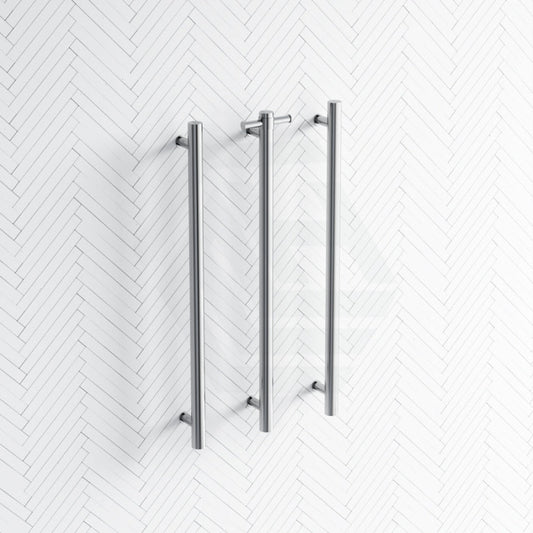 Thermogroup 12V 900Mm Straight Round Vertical 3 Single Heated Towel Rails Polished Stainless Steel