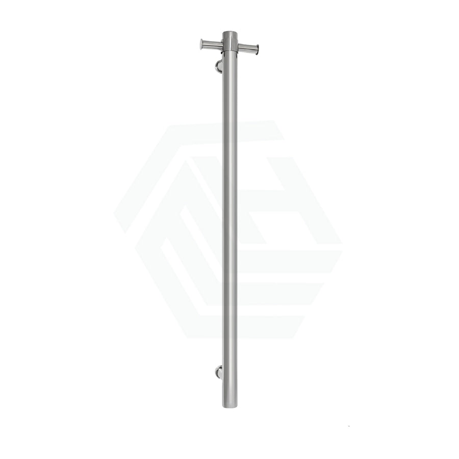 Thermogroup 900Mm Straight Round Vertical Single Heated Towel Rail Polished Stainless Steel Rails