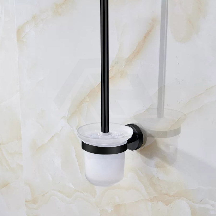 Toilet Brush Holder Round Wall Mounted Matt Black