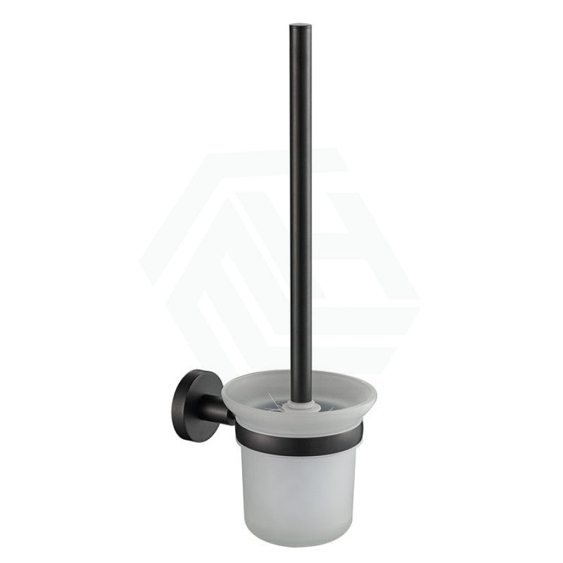 Toilet Brush Holder With Round Bracket Matt Black