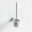 Toilet Brush Holder With Round Bracket Wall Mounted Chrome Brushes & Holders