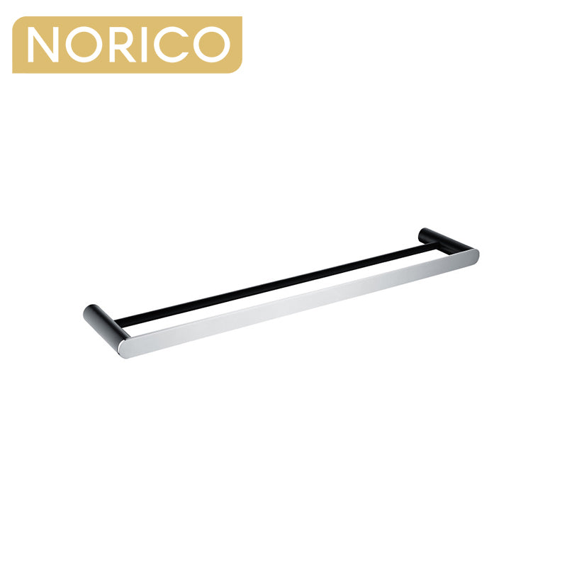 Norico Esperia Chrome & Matt Black Double Towel Rail 600/800Mm Stainless Steel 304 Wall Mounted