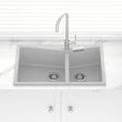 800X500X220Mm Carysil Concrete Grey Double Bowl Granite Kitchen Laundry Sink Top/flush Mount