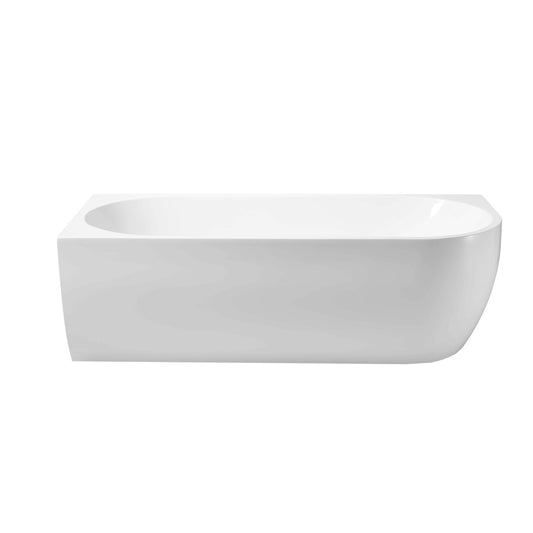 1500/1700mm Carysil Gina Left Corner Back to Wall Bathtub Gloss White NO Overflow