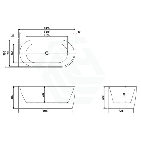 1500/1700Mm Carysil Gina Left Corner Back To Wall Bathtub Gloss White No Overflow 1500Mm Bathtubs