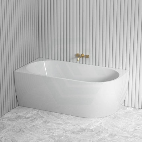 1500/1700Mm Carysil Gina Left Corner Back To Wall Bathtub Gloss White No Overflow Bathtubs