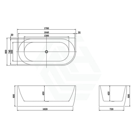 1500/1700Mm Carysil Gina Left Corner Back To Wall Bathtub Gloss White No Overflow 1700Mm Bathtubs