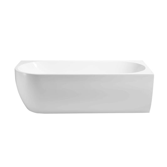 1500/1700mm Carysil Gina Right Corner Back to Wall Bathtub Gloss White NO Overflow