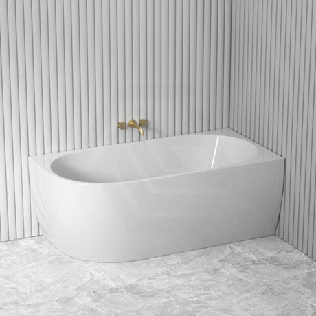 1500/1700Mm Carysil Gina Right Corner Back To Wall Bathtub Gloss White No Overflow Bathtubs