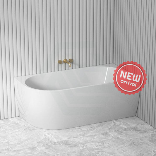 1500/1700Mm Carysil Gina Right Corner Back To Wall Bathtub Gloss White No Overflow Bathtubs