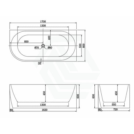 1500/1700Mm Carysil Gina Right Corner Back To Wall Bathtub Gloss White No Overflow 1700Mm Bathtubs