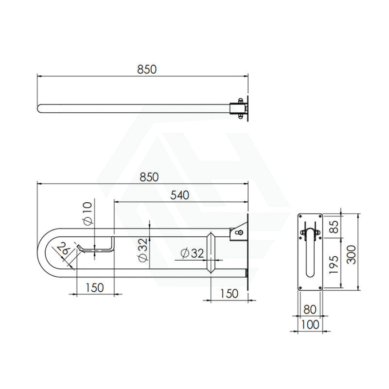 U-Shaped Anti-Slip Stainless Steel Grab Rail With Toilet Roll Holder Special Care Needs