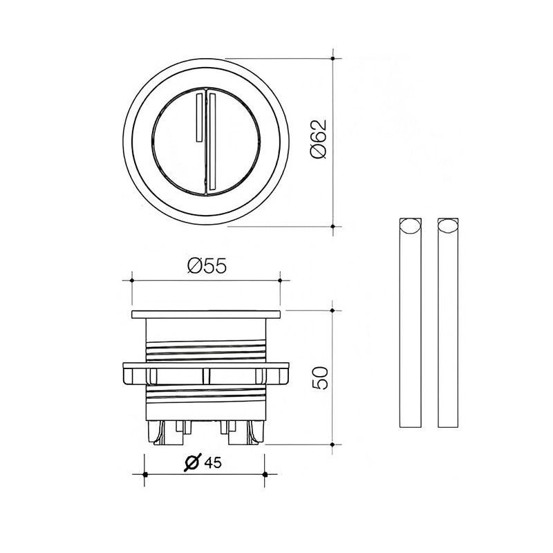 Round Chrome Toilet Cistern Dual Flush Button