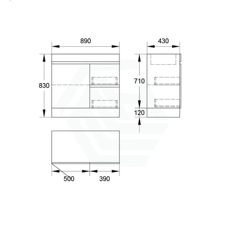 2-Drawer 1-Door 750/900/1200Mm Freestanding Bathroom Vanity Kickboard Single Multi-Colour Cabinet