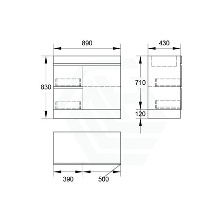 2-Drawer 1-Door 750/900/1200Mm Freestanding Bathroom Vanity Kickboard Single Multi-Colour Cabinet