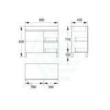 900Mm Freestanding Bathroom Vanity With Legs Drawers Doors Multi-Colour Cabinet Only 2-Drawer(Right)