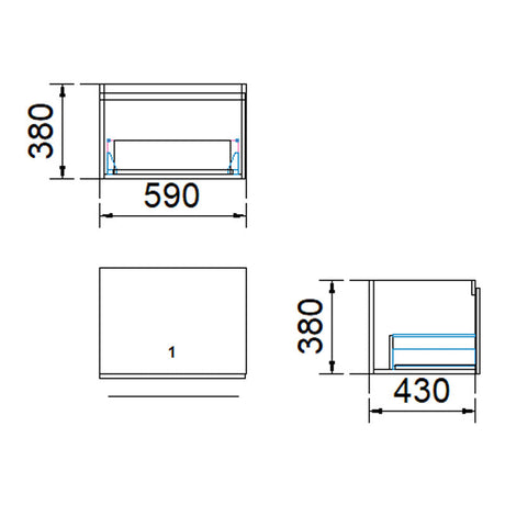 1-Drawer Wall Hung Bathroom Floating Vanity Single Bowl Multi-Colour Cabinet Only 600Mm Vanities