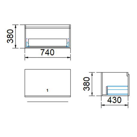 750Mm Wall Hung Bathroom Floating Vanity Drawers Doors Multi-Colour Cabinet Only 1-Drawer Vanities