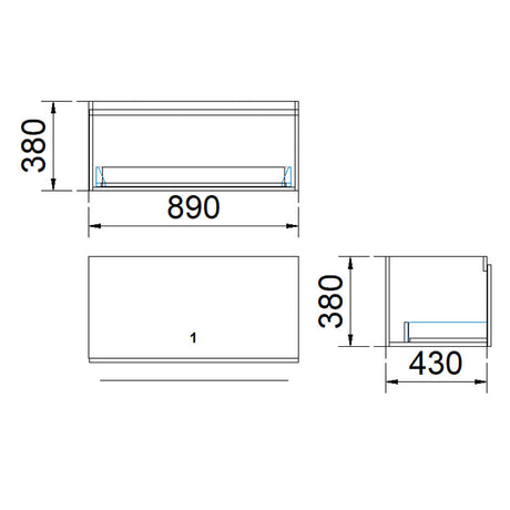 1-Drawer Wall Hung Bathroom Floating Vanity Single Bowl Multi-Colour Cabinet Only 900Mm Vanities