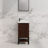 450X250X830Mm Vienna Brown Oak Fluted Freestanding One Door Mini Vanity With Overflow Poly Top