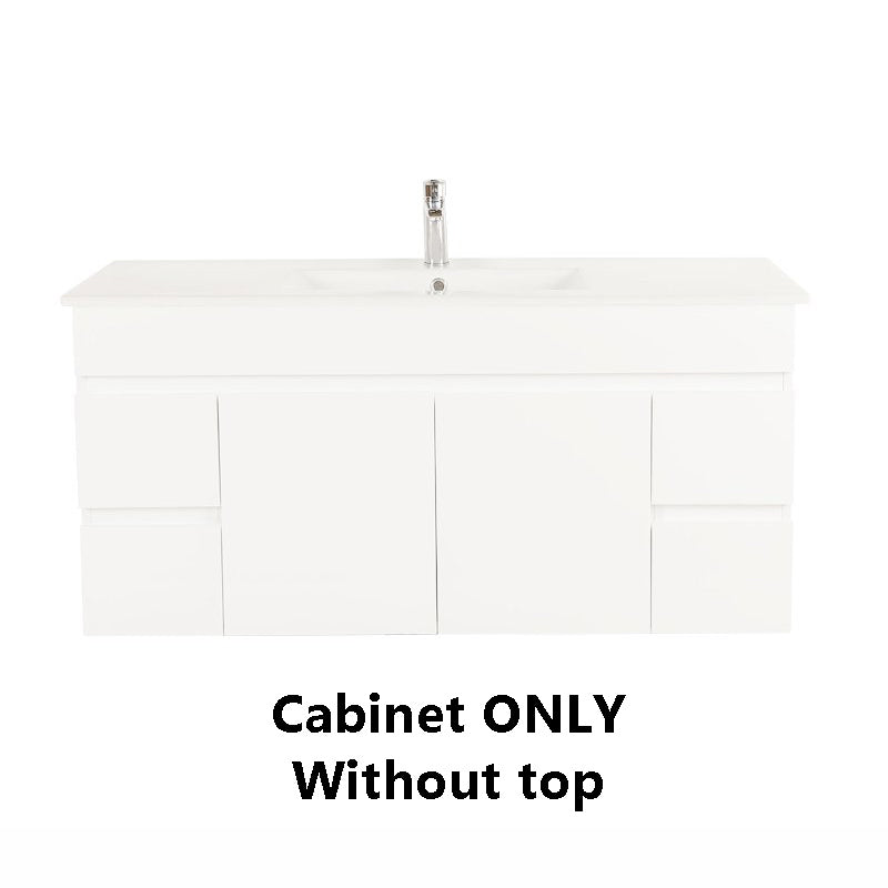 600-1500Mm Bathroom Premium Floating Vanity Wall Hung White Polyurethane Pvc Cabinet Only & Ceramic