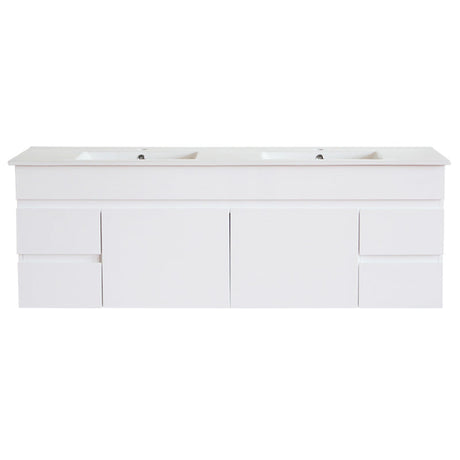 600-1500Mm Bathroom Premium Pvc Floating Vanity Wall Hung White Cabinet 1500Mm Double Bowls / With