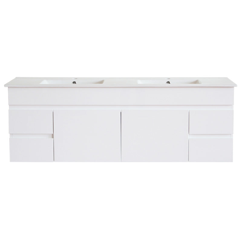 600-1500Mm Bathroom Premium Pvc Floating Vanity Wall Hung White Cabinet 1500Mm Double Bowls / With