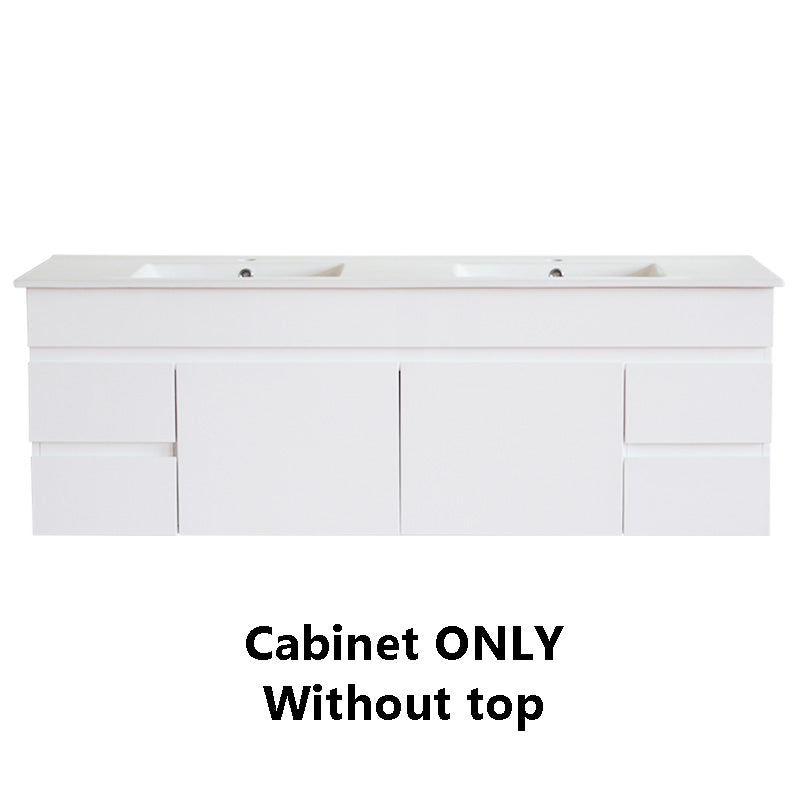 600-1500Mm Bathroom Premium Floating Vanity Wall Hung White Polyurethane Pvc Cabinet Only & Ceramic