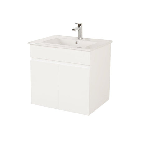 600-1500Mm Bathroom Premium Floating Vanity Wall Hung White Polyurethane Pvc Cabinet Only & Ceramic