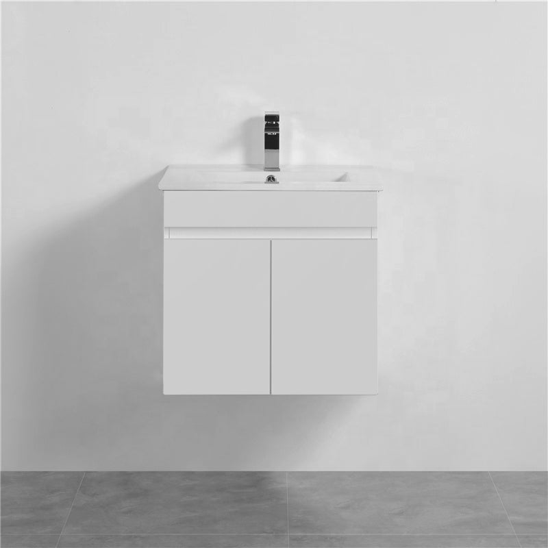 600-1500Mm Bathroom Premium Floating Vanity Wall Hung White Polyurethane Pvc Cabinet Only & Ceramic