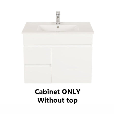 600-1500Mm Bathroom Premium Floating Vanity Wall Hung White Polyurethane Pvc Cabinet Only & Ceramic