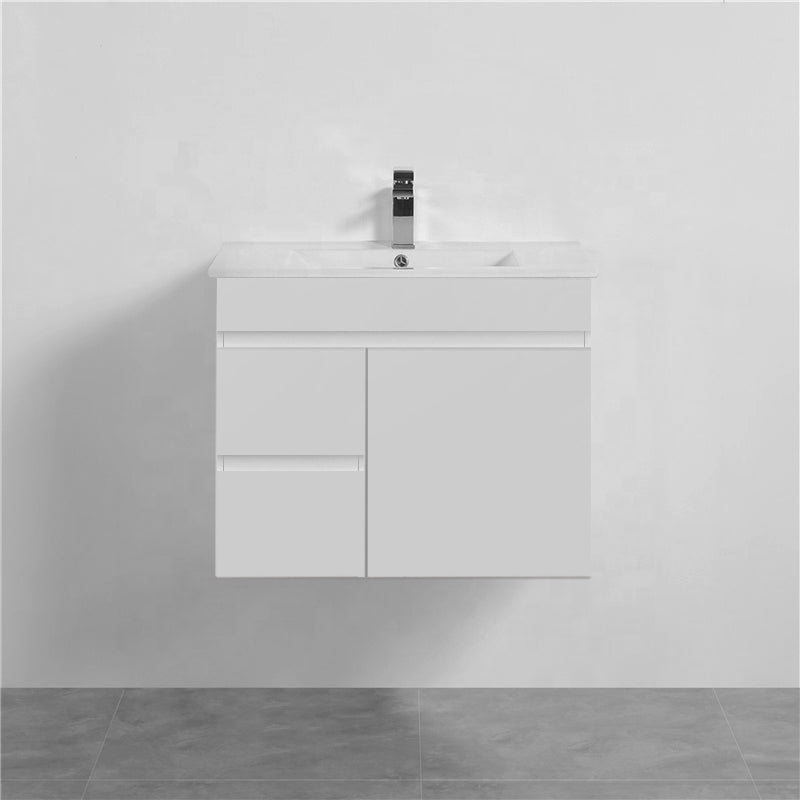 600-1500Mm Bathroom Premium Pvc Floating Vanity Wall Hung White Cabinet 750Mm-Left Drawers / With