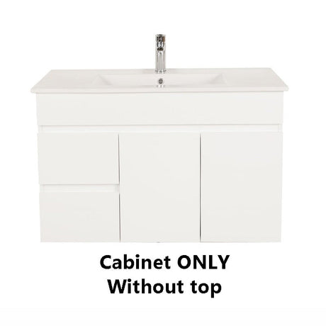 600-1500Mm Bathroom Premium Floating Vanity Wall Hung White Polyurethane Pvc Cabinet Only & Ceramic