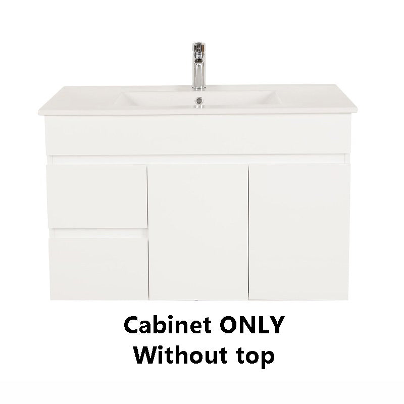 900Mm Narrow Premium Bathroom Floating Wall Hung Vanity White Pvc Left / Right Hand Side Drawers